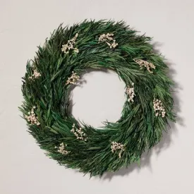 21" Preserved Grass Leaf & Snowberry Christmas Wreath - Hearth & Hand with Magnolia