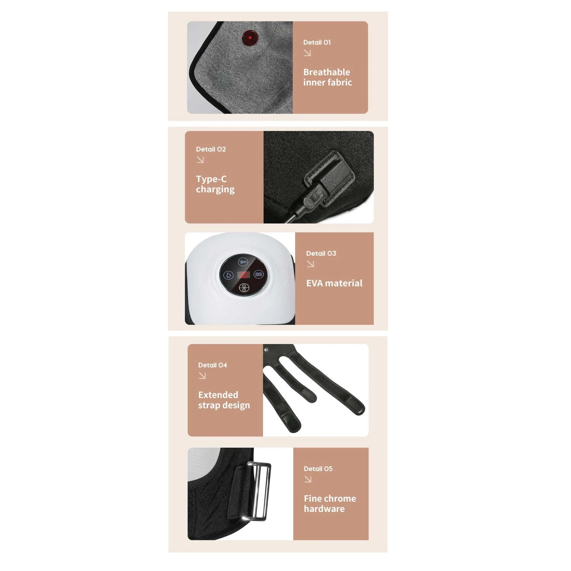 2x Electric Knee Massager | Rechargeable Air Compression | Heat Vibration Machine