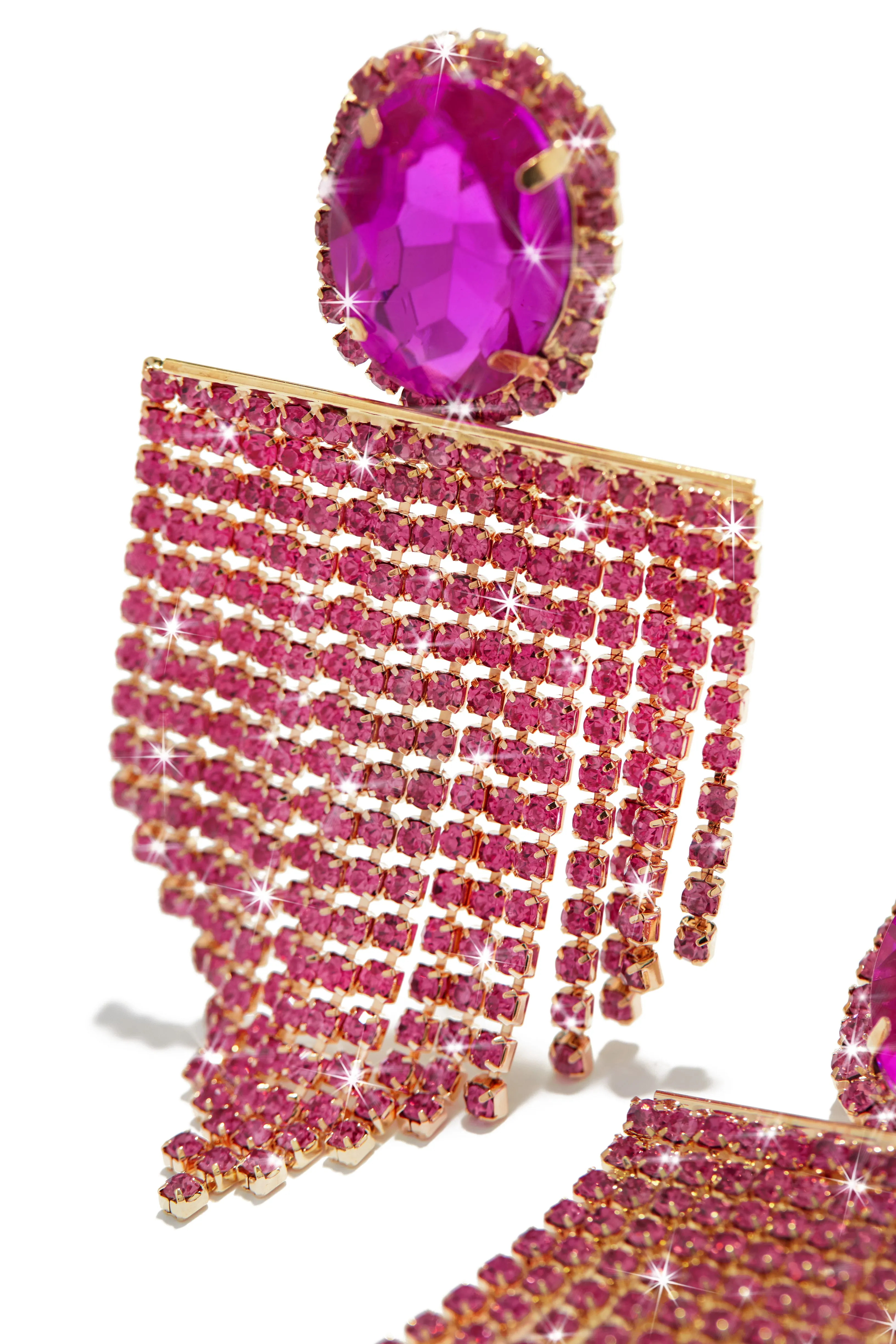All Night Statement Fringe Earring - Pink