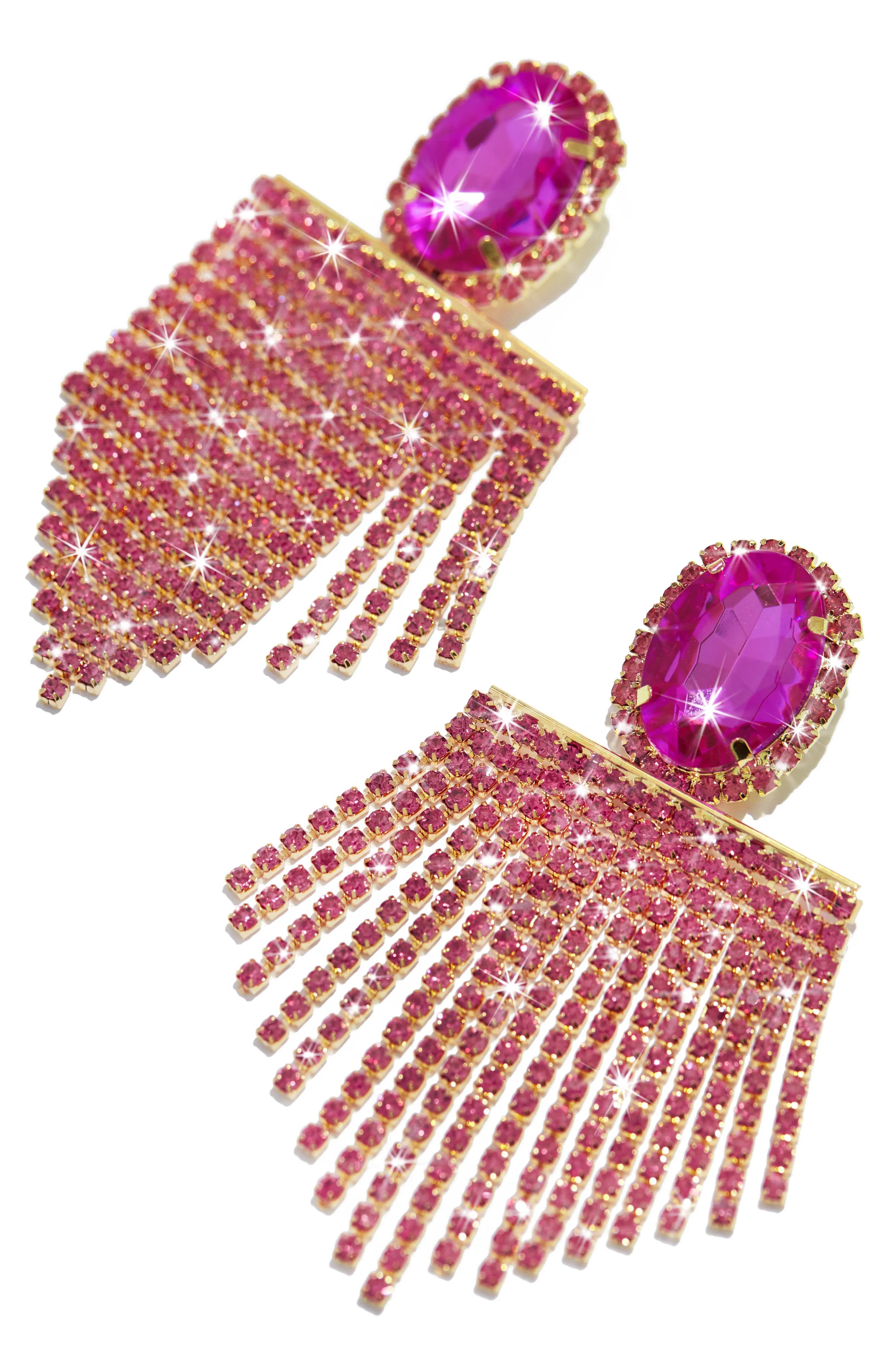 All Night Statement Fringe Earring - Pink