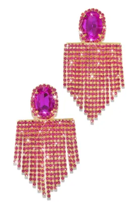 All Night Statement Fringe Earring - Pink