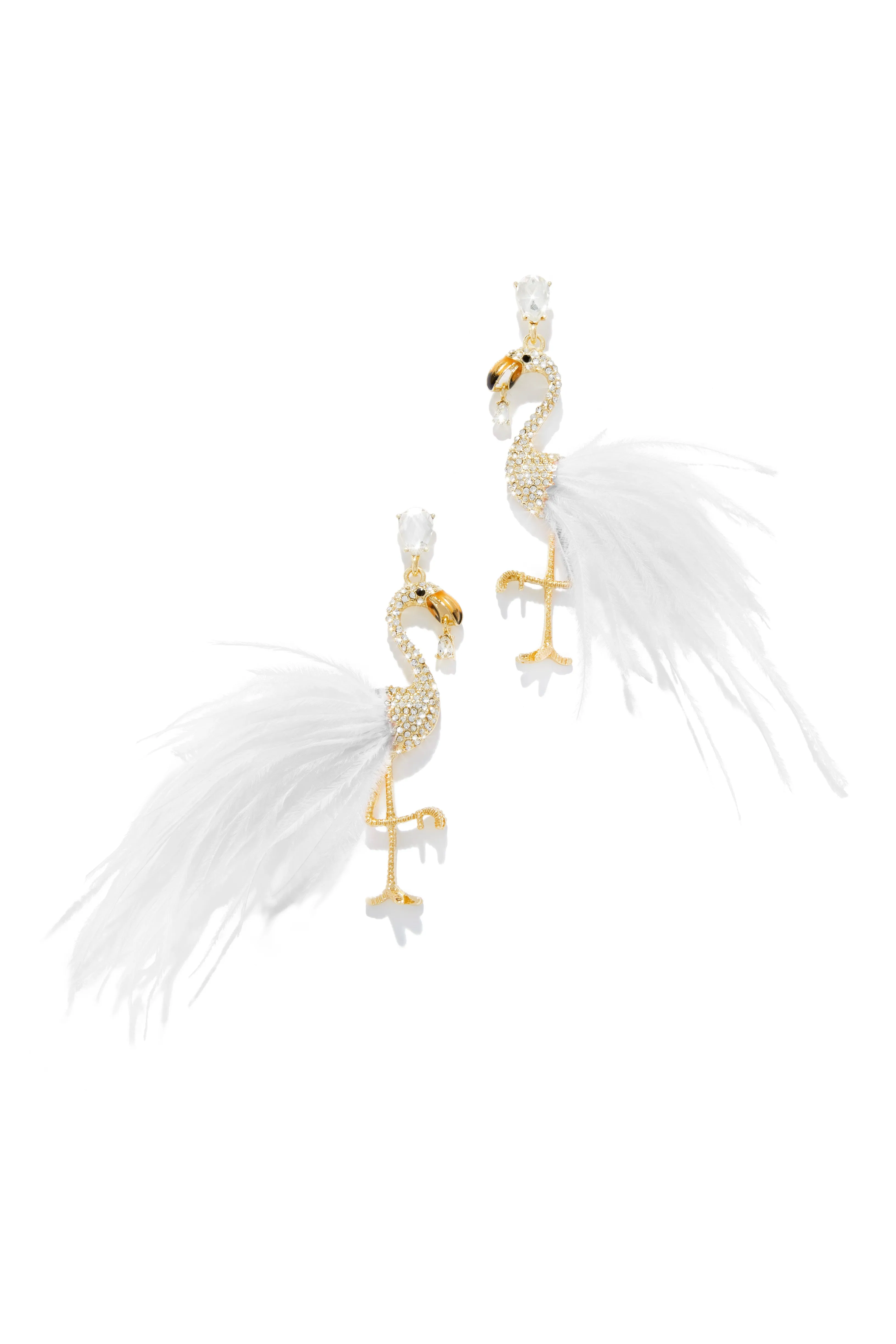 Aruba Faux Feather Flamingo Earring - Pink