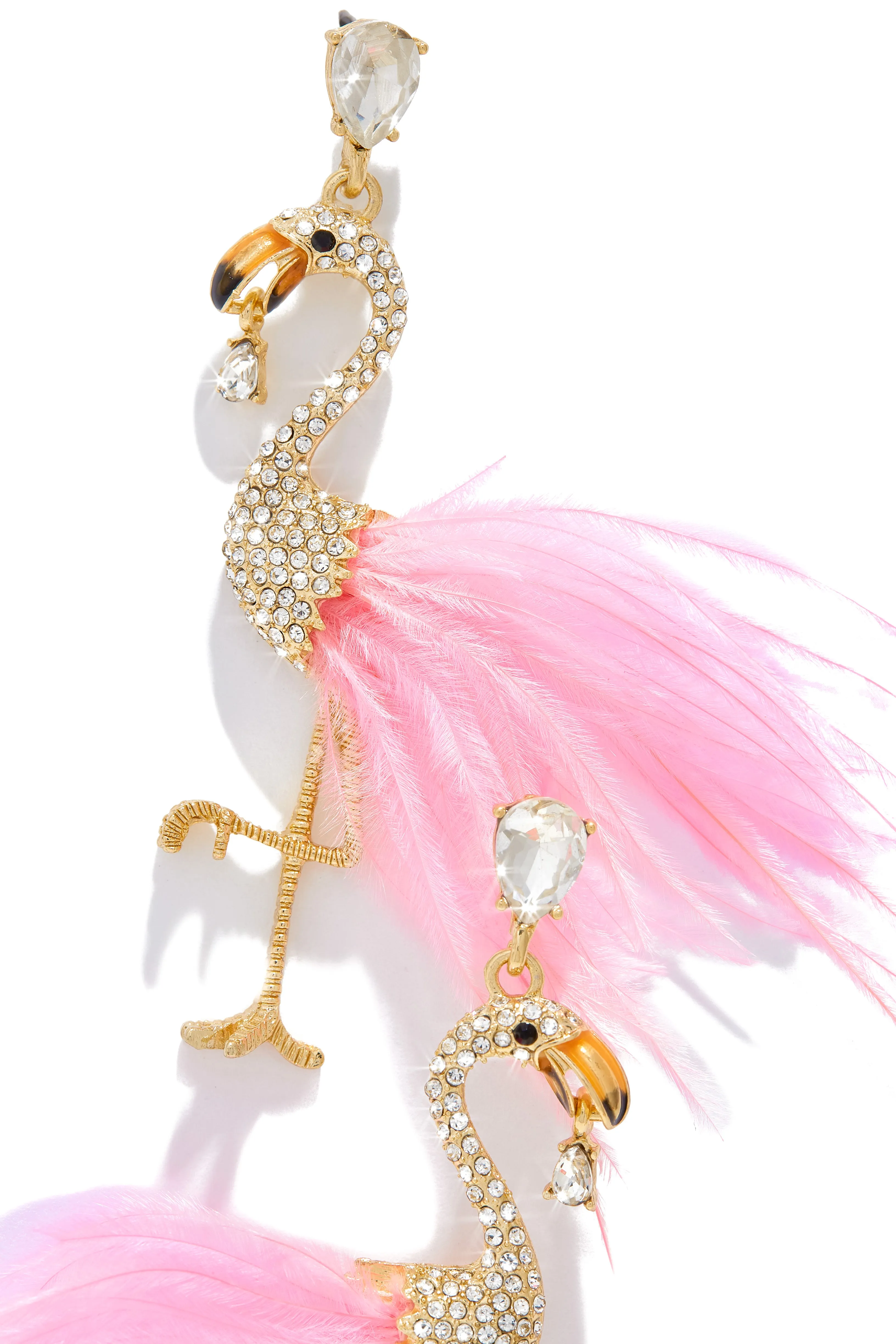 Aruba Faux Feather Flamingo Earring - Pink