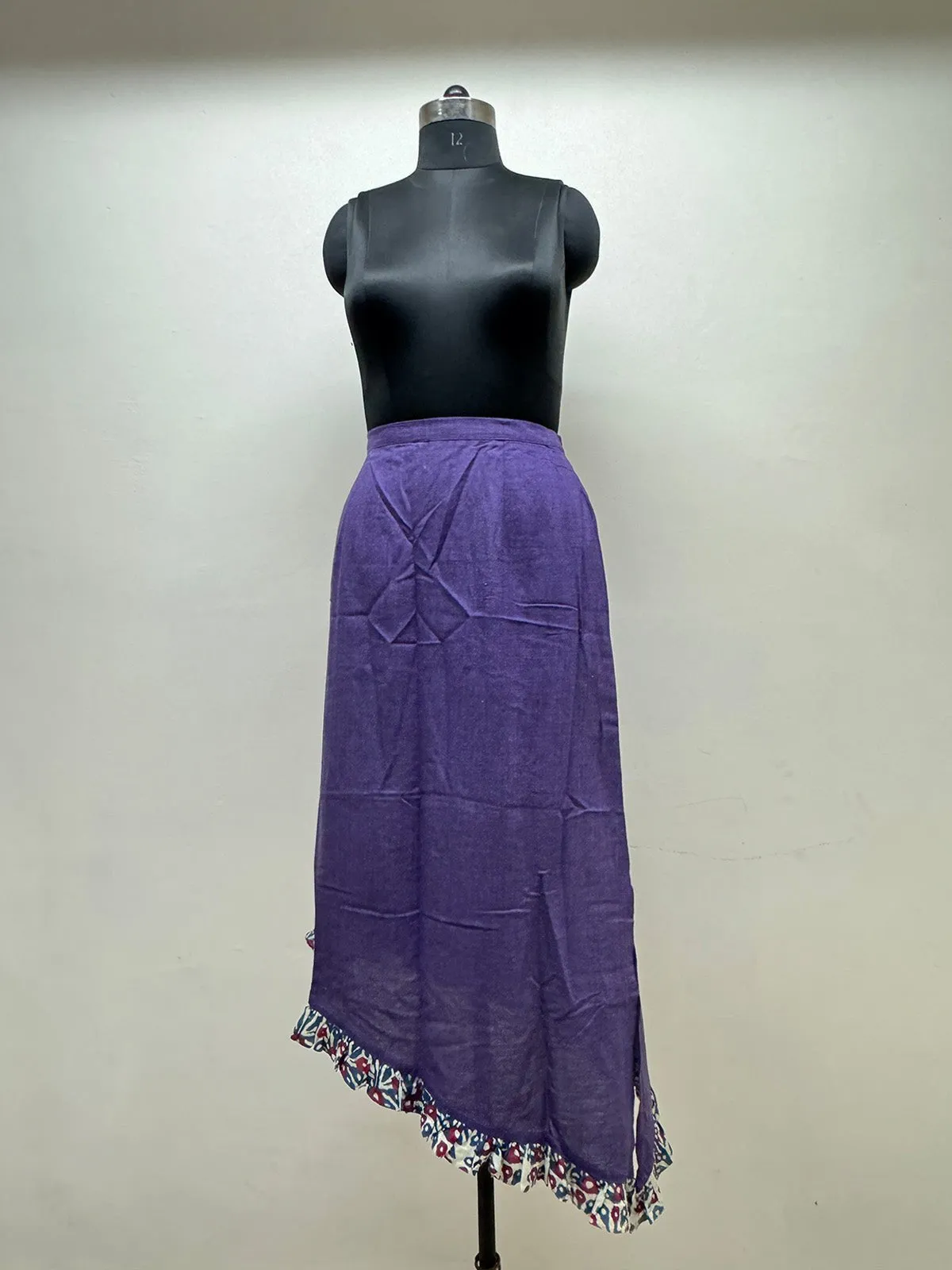 Asymmetric Purple Skirt with Frills