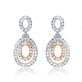 Aurore Zirconia And Champagne Oval Shape Drop Earrings