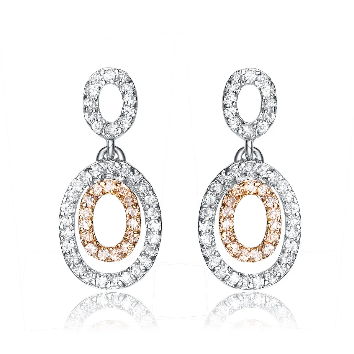 Aurore Zirconia And Champagne Oval Shape Drop Earrings