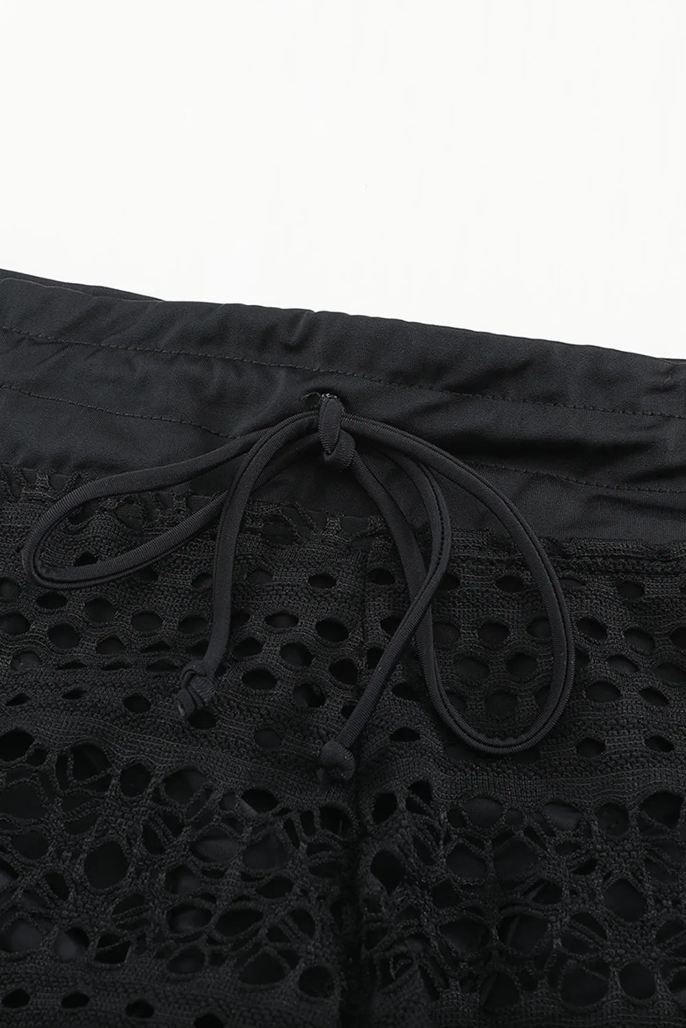Black Lace Swim Shorts with Attached Briefs