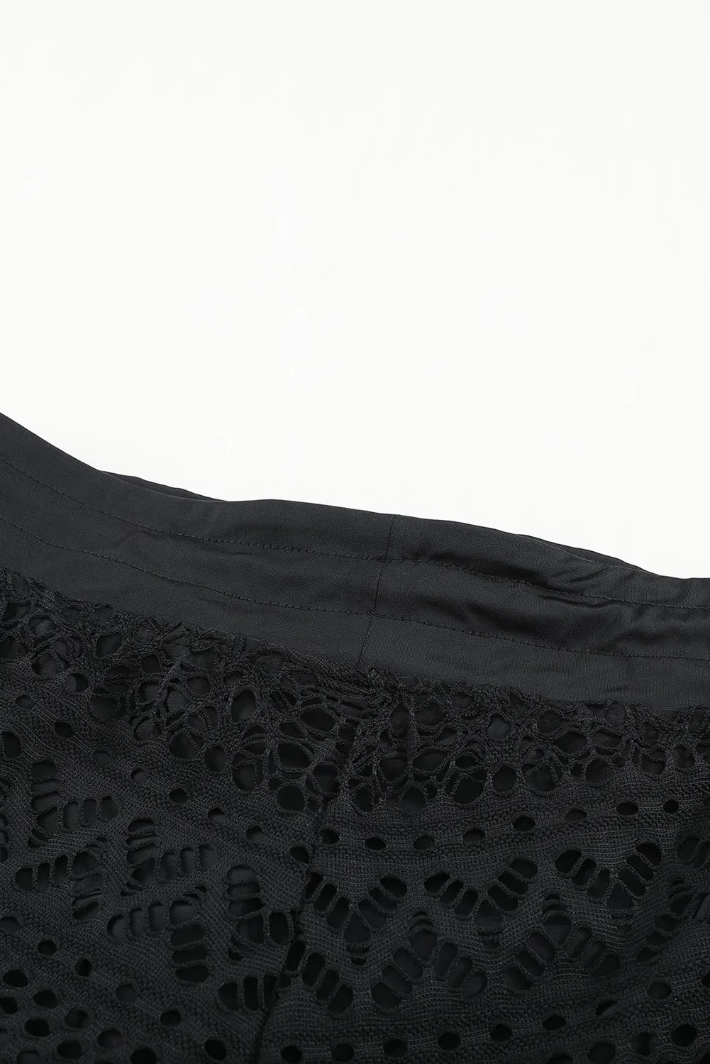 Black Lace Swim Shorts with Attached Briefs