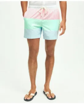 Brooks Brothers Men's 5" Stretch Montauk Pastel Swim Trunks Multicolor
