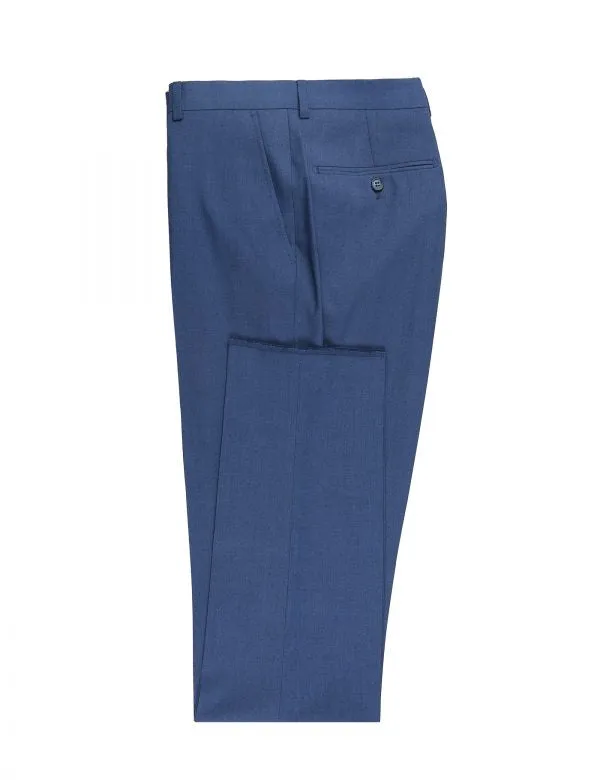 BUILD YOUR PACKAGE: Blue Stretch Trim Fit Suit (Package Includes 2 Pc Suit, Shirt, Necktie or Bow Tie, Matching Pocket Square, & Shoes)