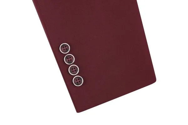 BUILD YOUR PACKAGE: Burgundy Slim Fit Suit (Package Includes 2 Pc Suit, Shirt, Necktie or Bow Tie, Matching Pocket Square, & Shoes)