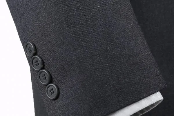 BUILD YOUR PACKAGE: Charcoal Slim Fit Suit (Package Includes 2 Pc Suit, Shirt, Necktie or Bow Tie, Matching Pocket Square, & Shoes)