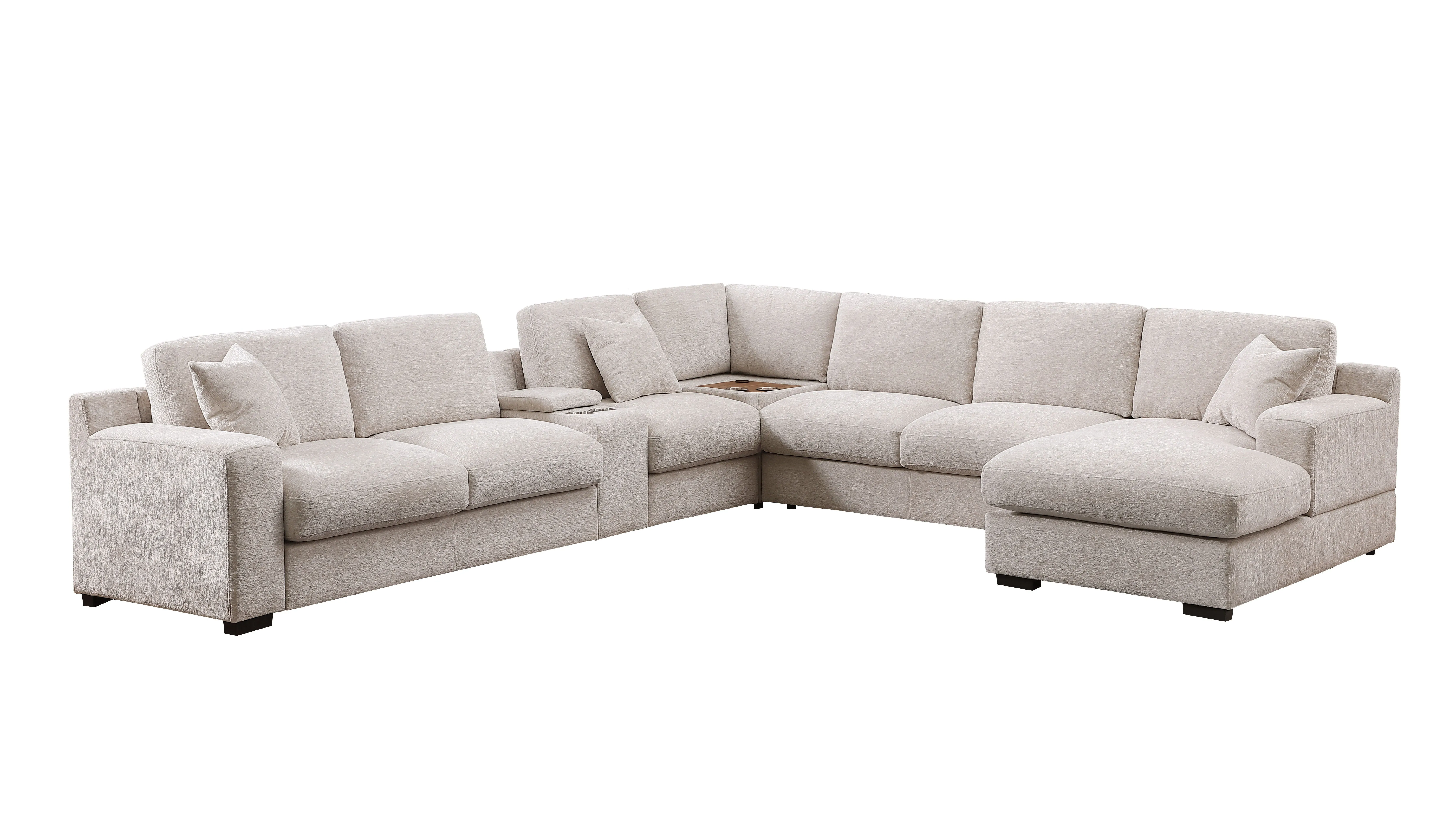Celine - Chenille Fabric Corner Sectional Sofa With Right-Facing Chaise, Cupholders, And Charging Ports by Couch.com