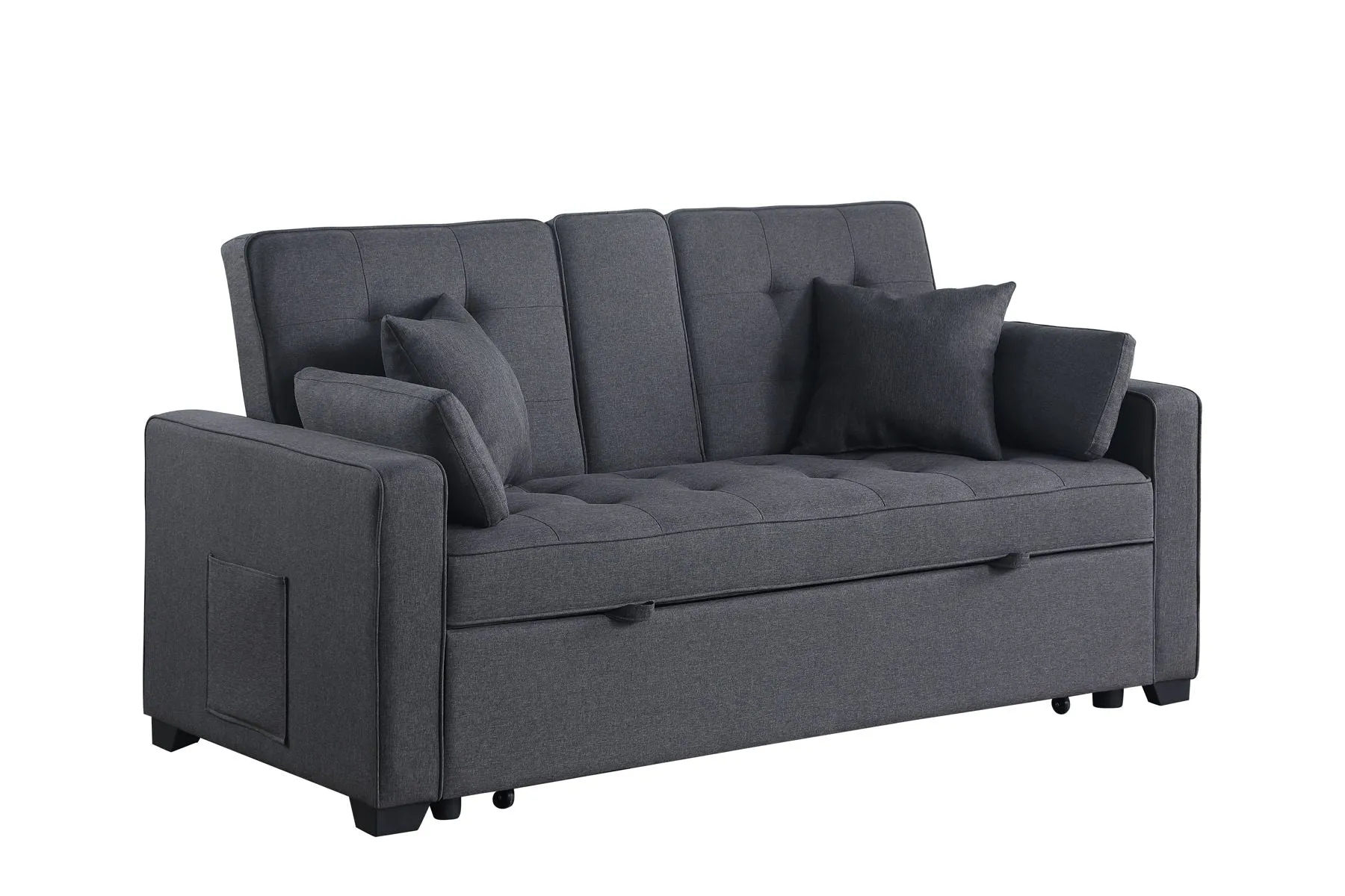Cody II - Convertible Sleeper Loveseat With Cup Holder, Charging Ports and Pocket - Dark Gray by Couch.com