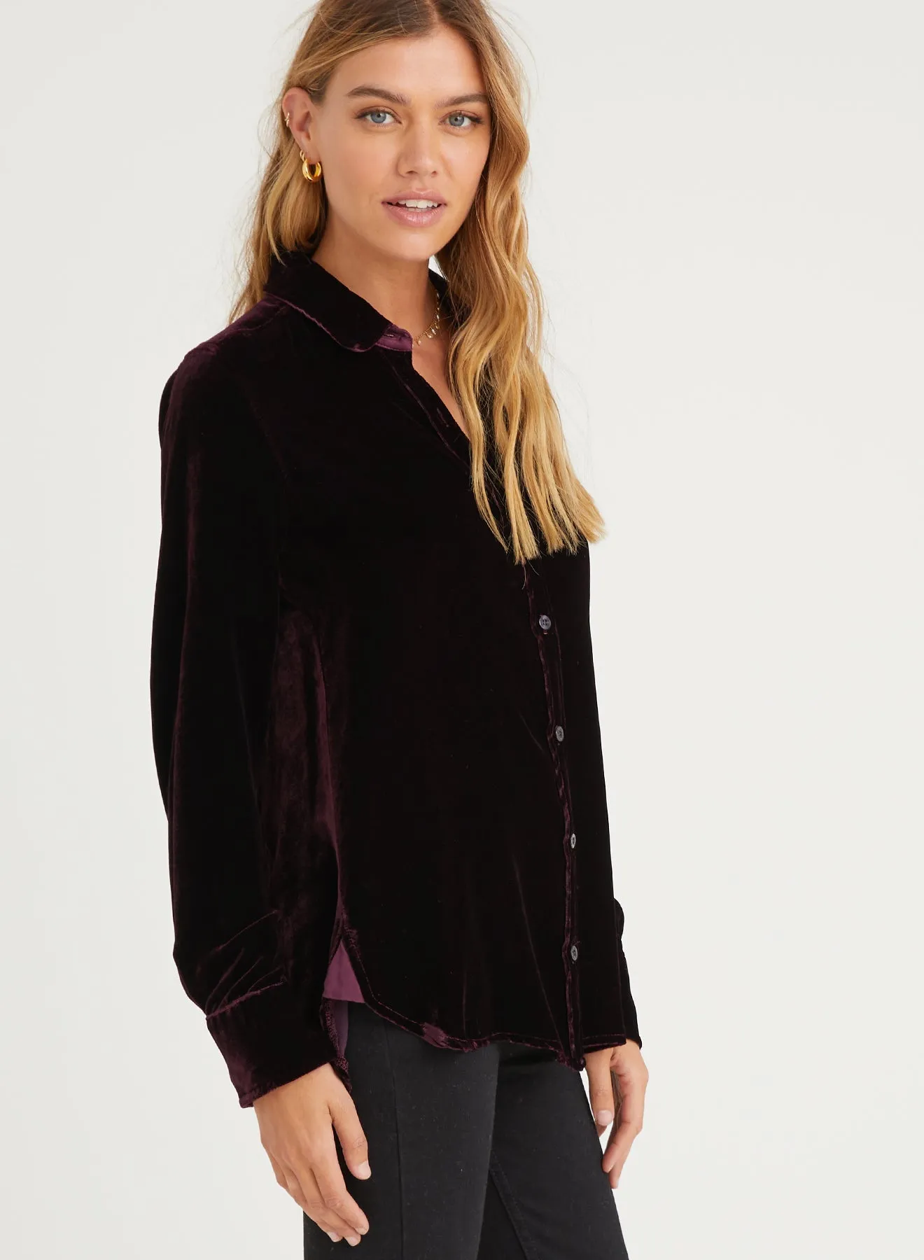 Contrast Halle Shirt - Currant