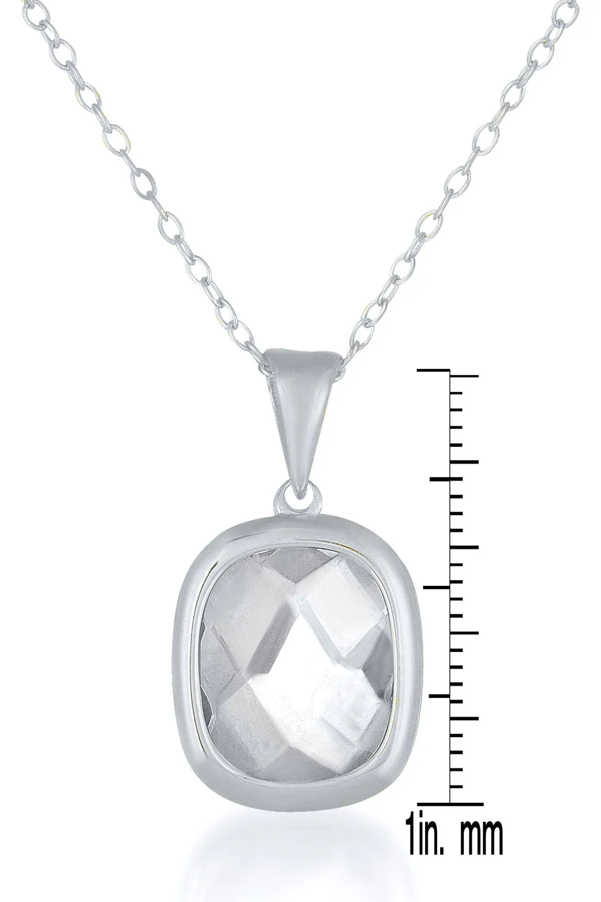 Cubic Zirconia Sterling Silver Round Drop Pendant