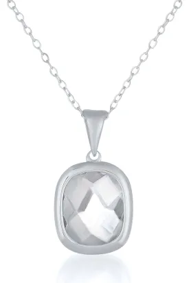 Cubic Zirconia Sterling Silver Round Drop Pendant