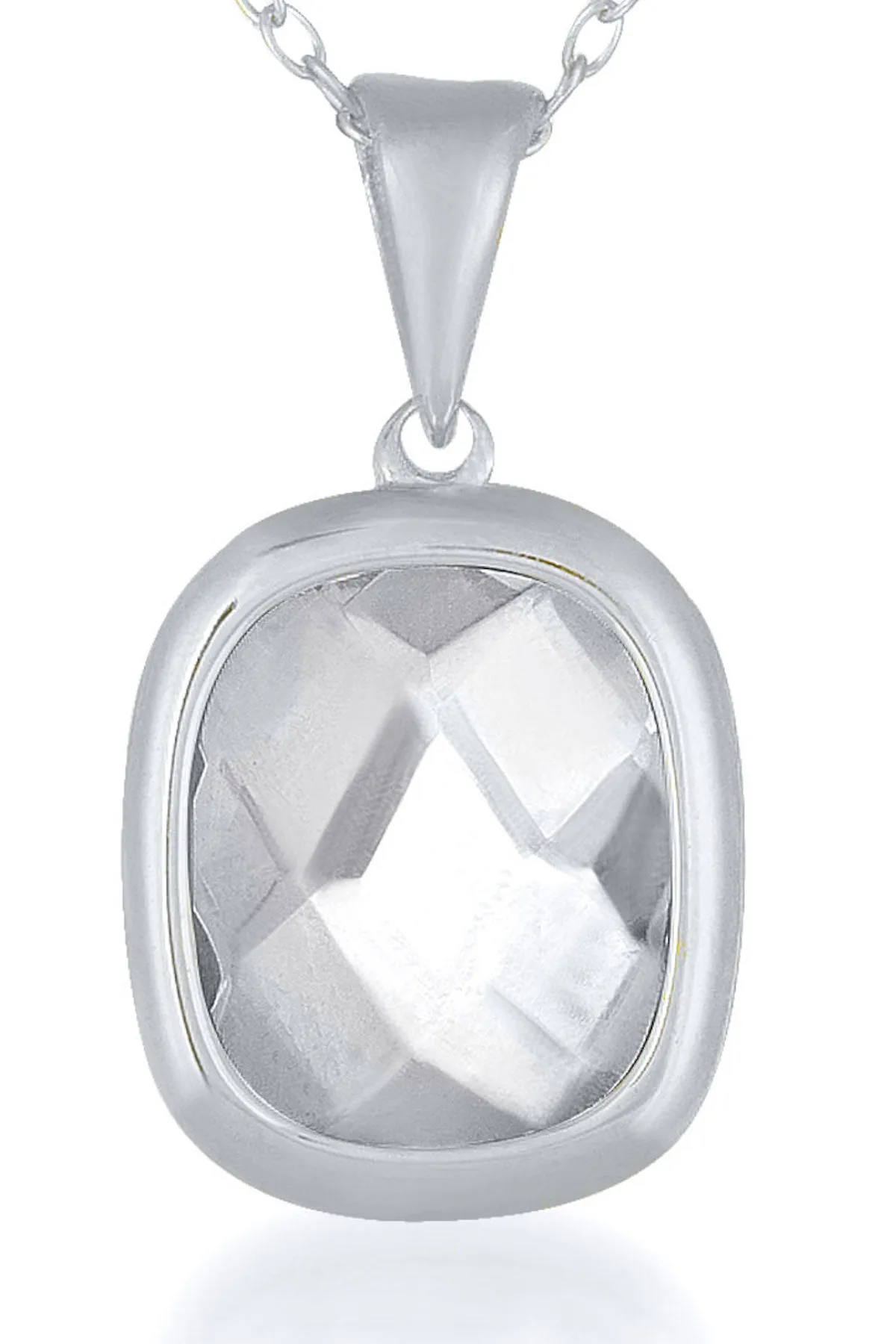 Cubic Zirconia Sterling Silver Round Drop Pendant