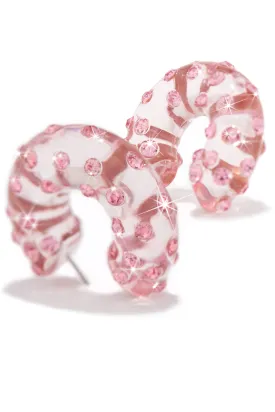 Cyani Embellished Hoop Earring - Pink
