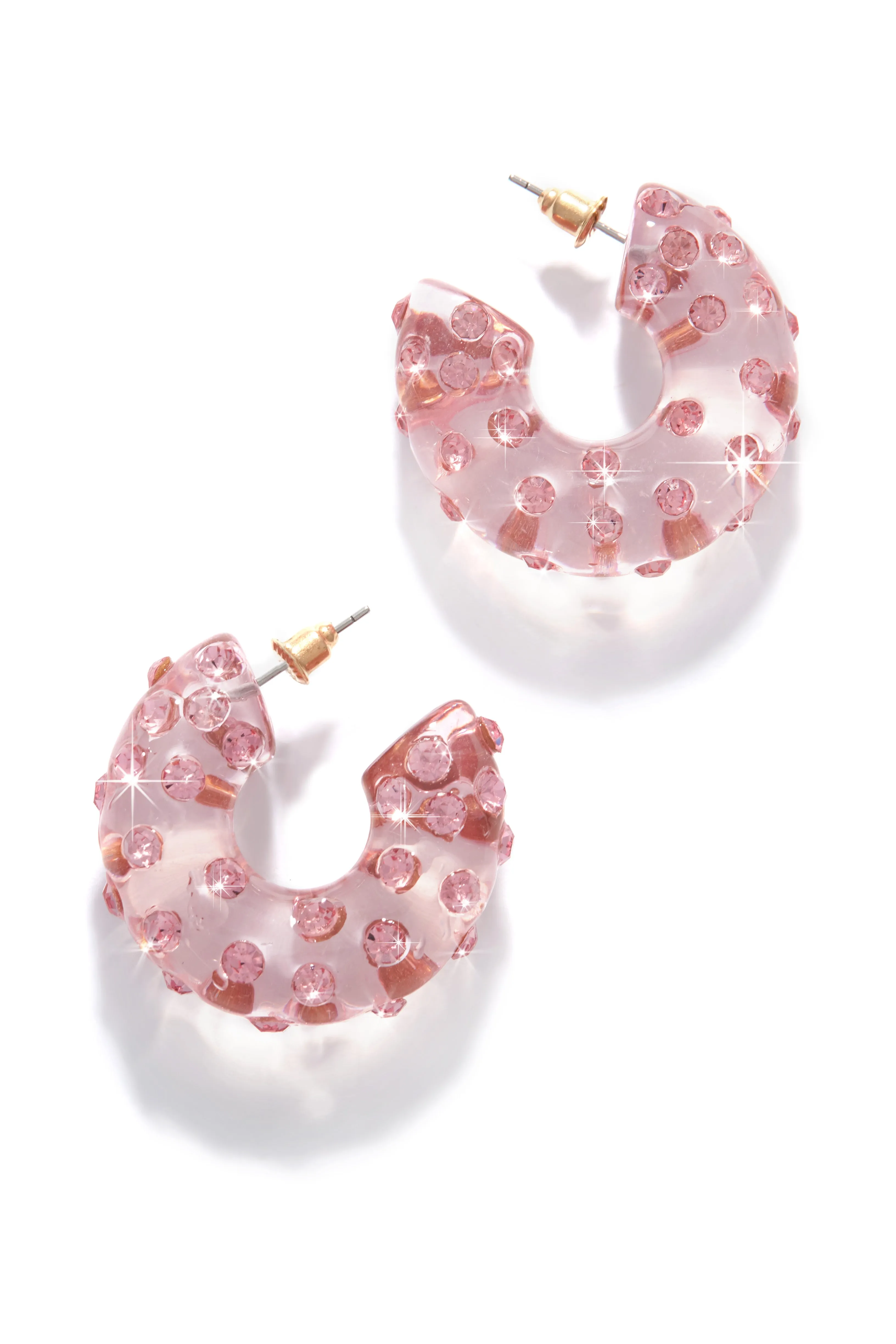 Cyani Embellished Hoop Earring - Pink