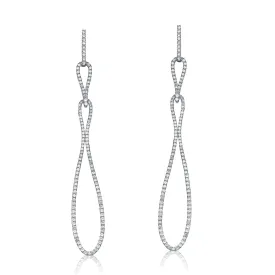 CZ SS Rhodium Plated Long Teardrop Earrings