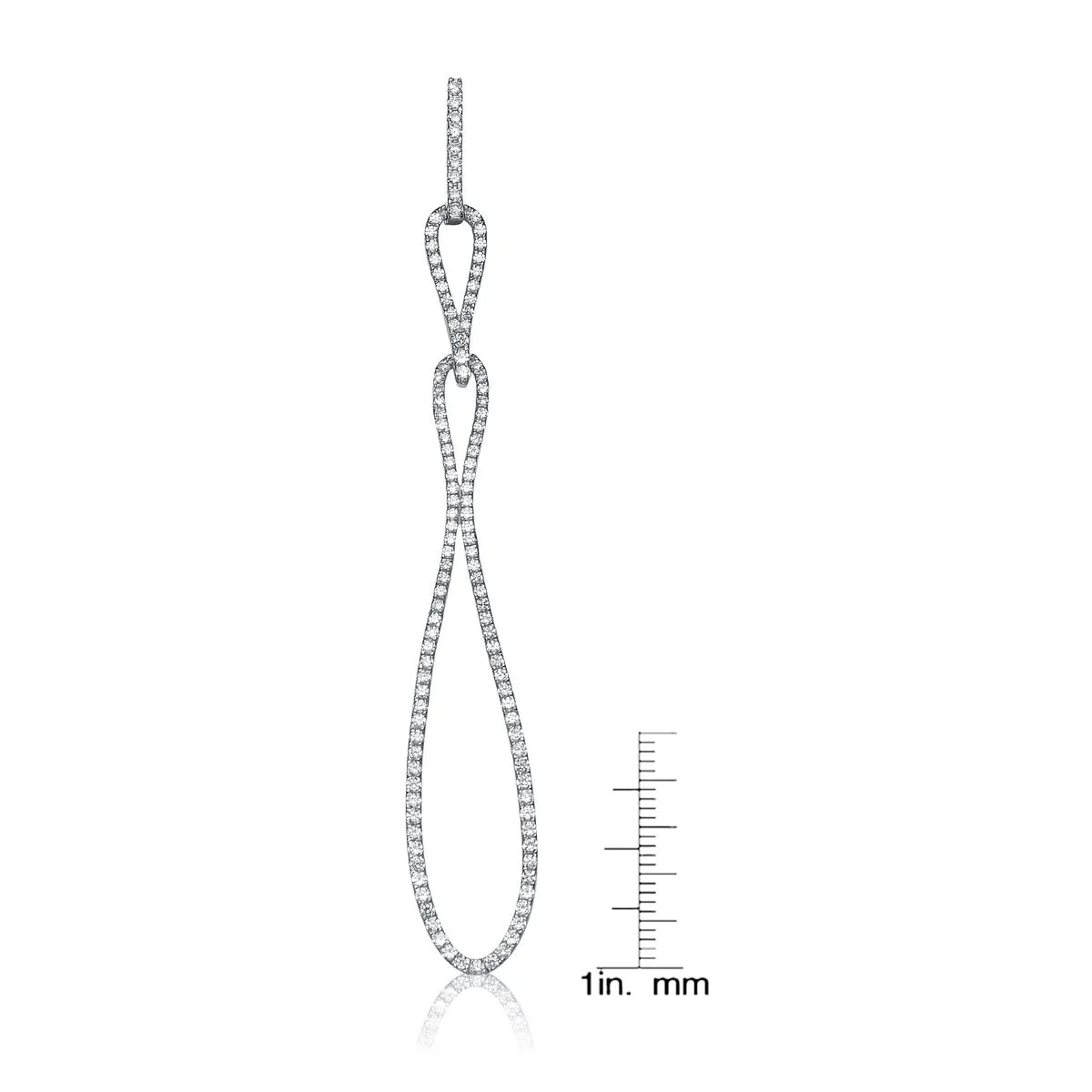 CZ SS Rhodium Plated Long Teardrop Earrings