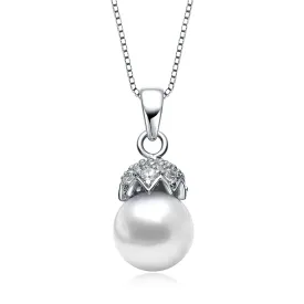CZ Sterling Silver Pearl Drop Pendant