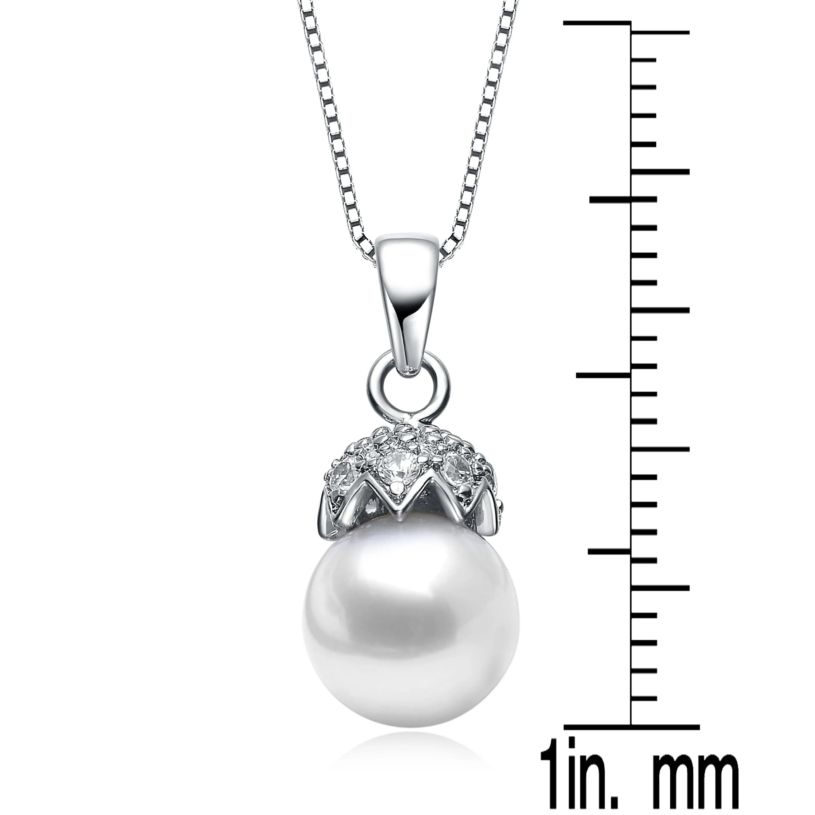 CZ Sterling Silver Pearl Drop Pendant
