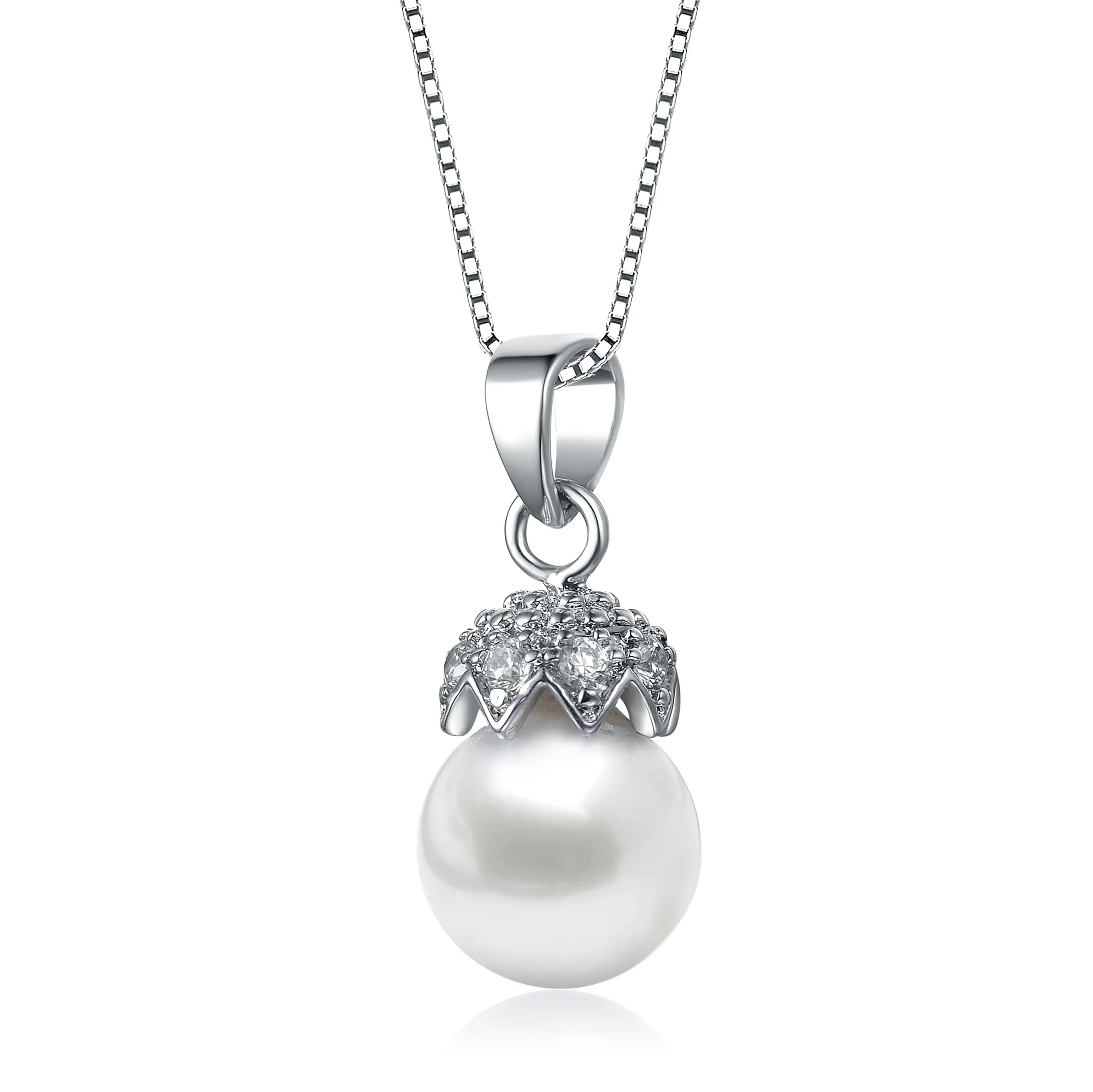 CZ Sterling Silver Pearl Drop Pendant