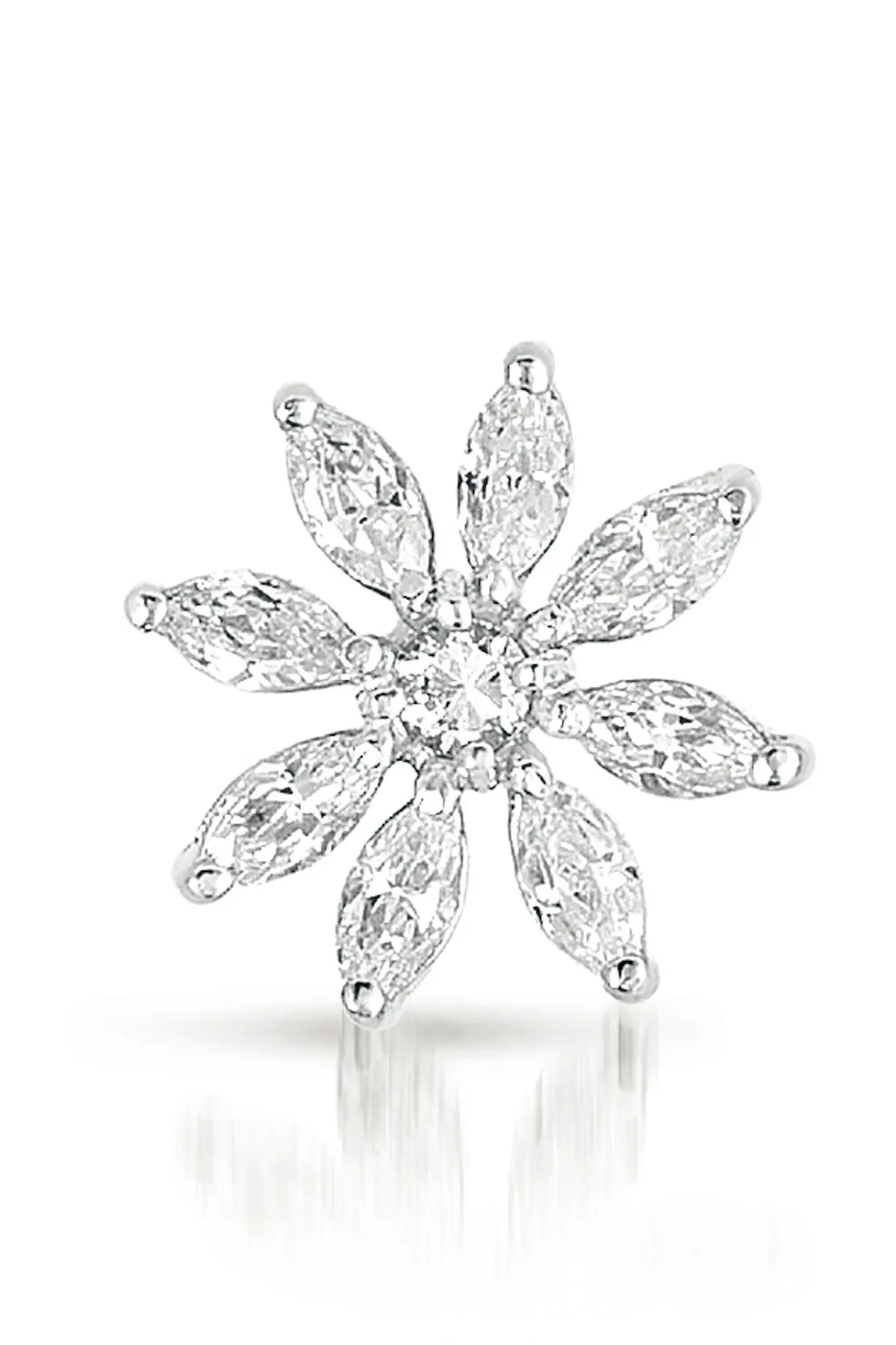 C.Z Sterling Silver Rhodium Plated Flower Earrings