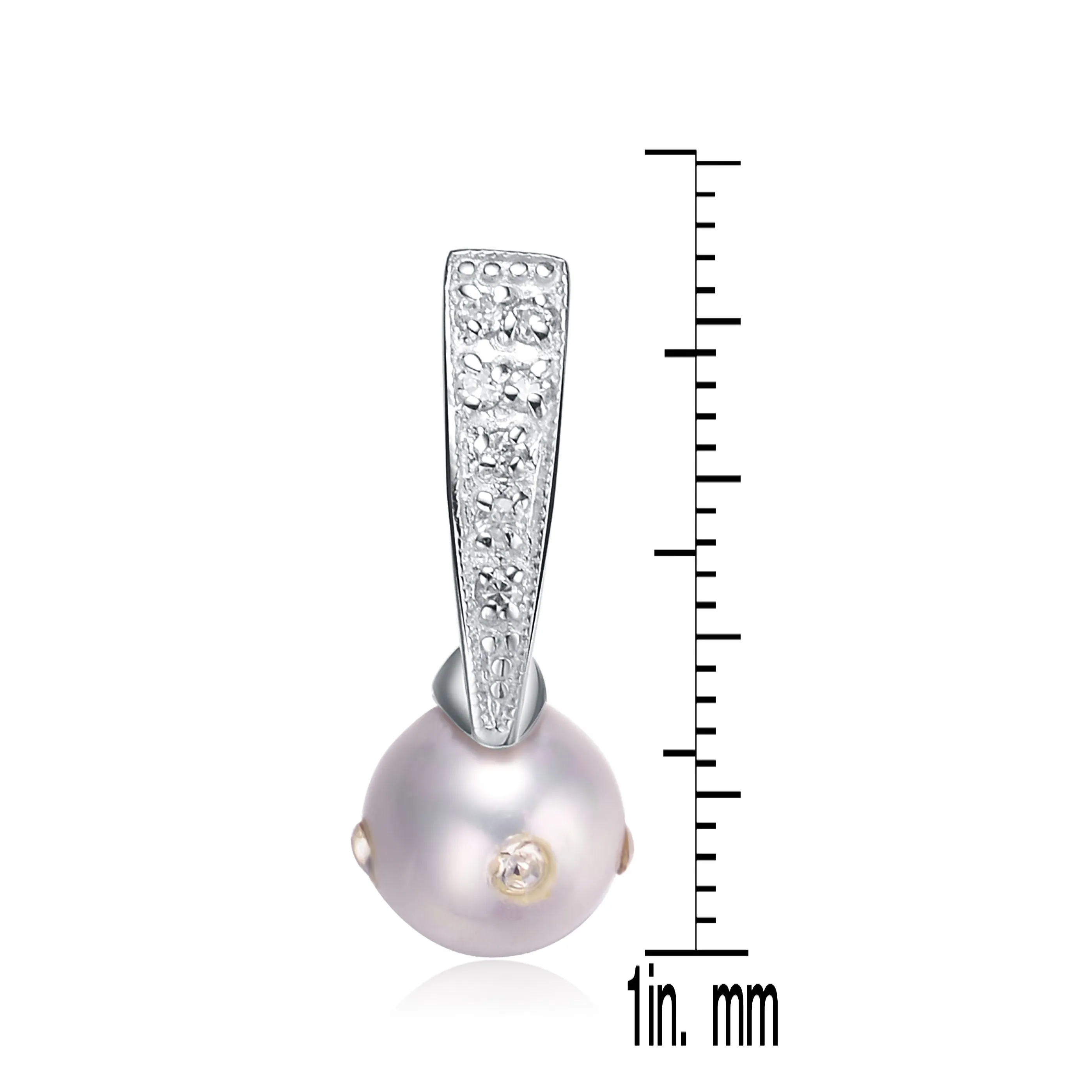 C.Z. Sterling Silver Rhodium Plated Pearl Drop Earrings