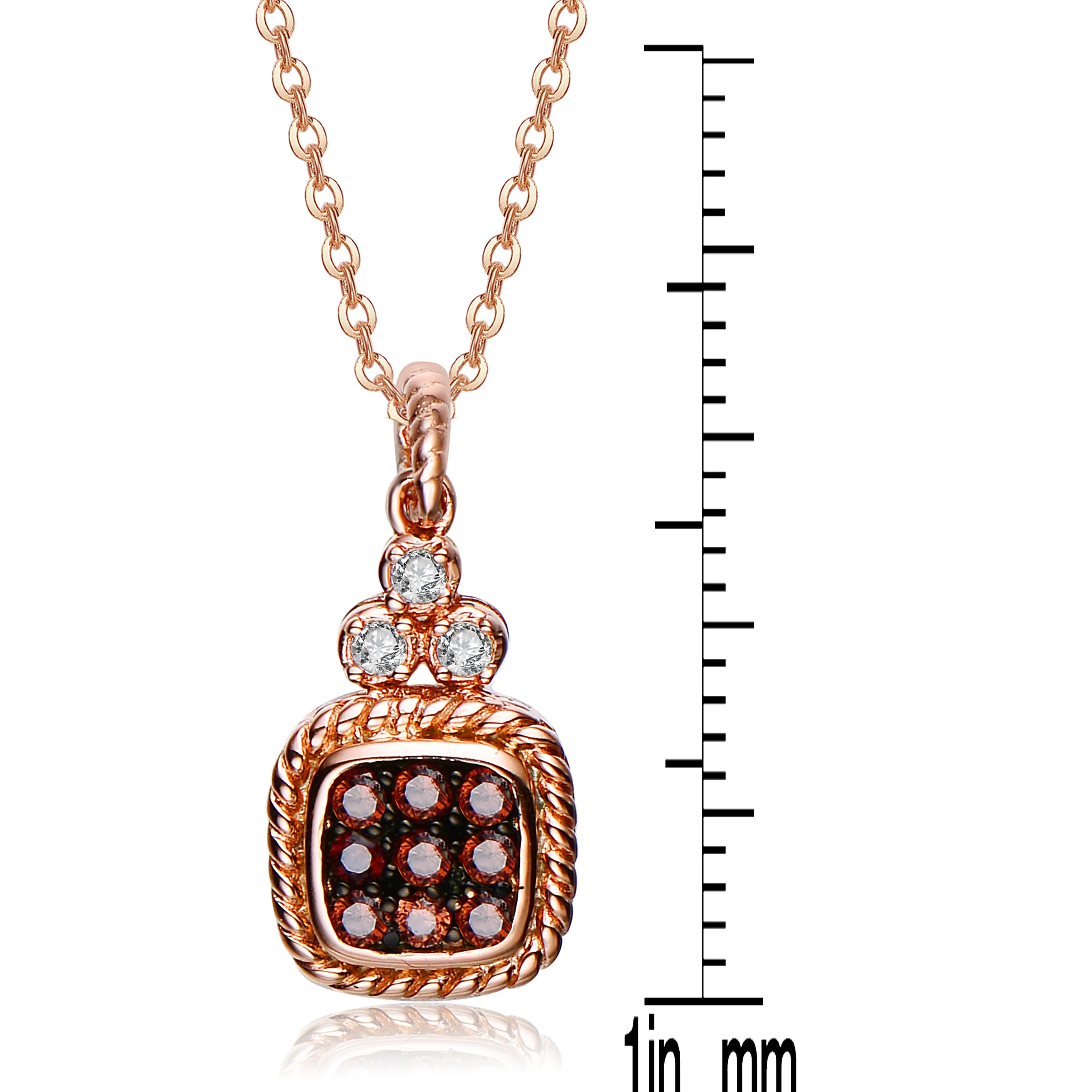 CZ Sterling Silver Rose Plated Coffee Pendant