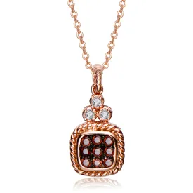 CZ Sterling Silver Rose Plated Coffee Pendant