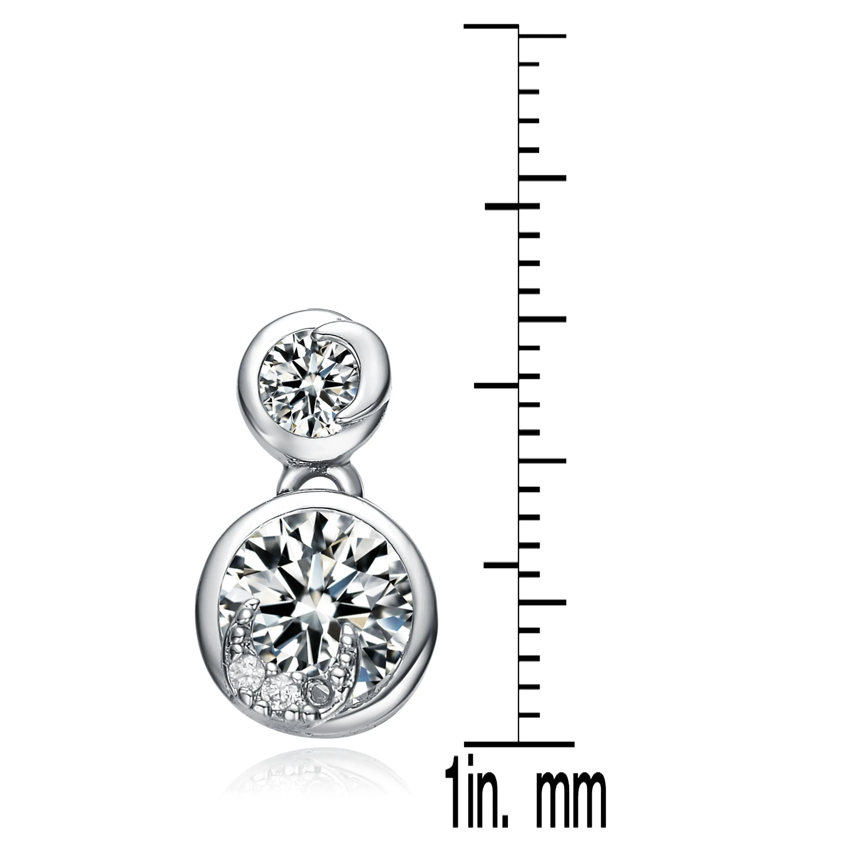 CZ Sterling Silver Round Drop Earrings
