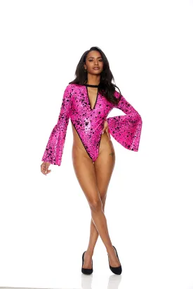 Daring Flocked Hologram Bodysuit Swimwear.