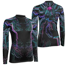 Deadly Glowing Circuit Women's Long Sleeve Rash Guard