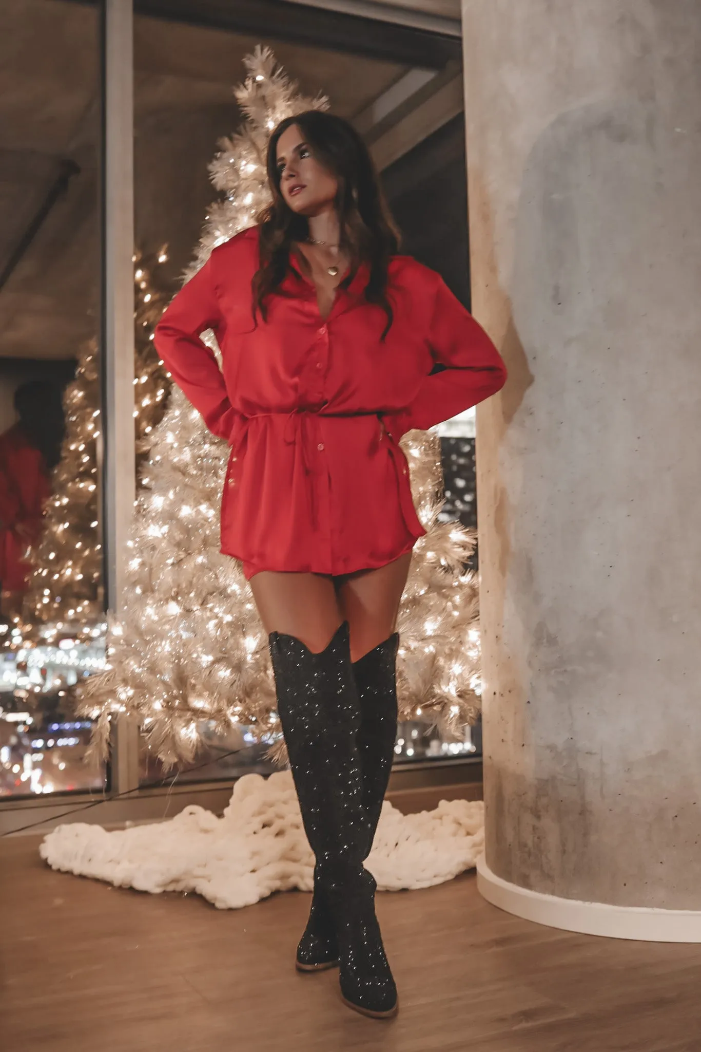 DEAL Beverly Red Satin Romper