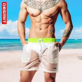DESMIIT Sexy See Through Swim Trunks