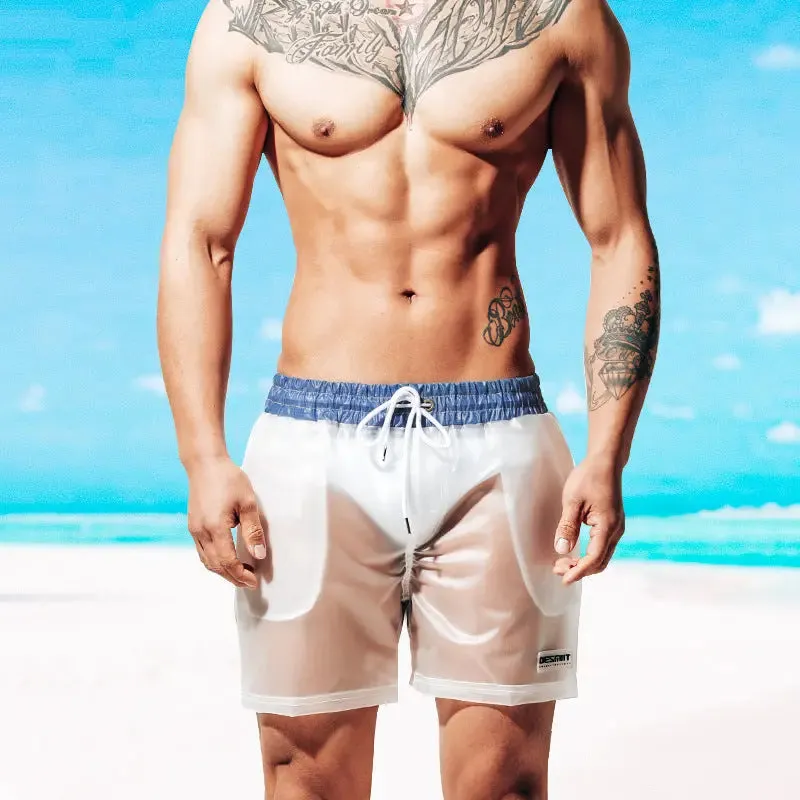 DESMIIT Sexy See Through Swim Trunks