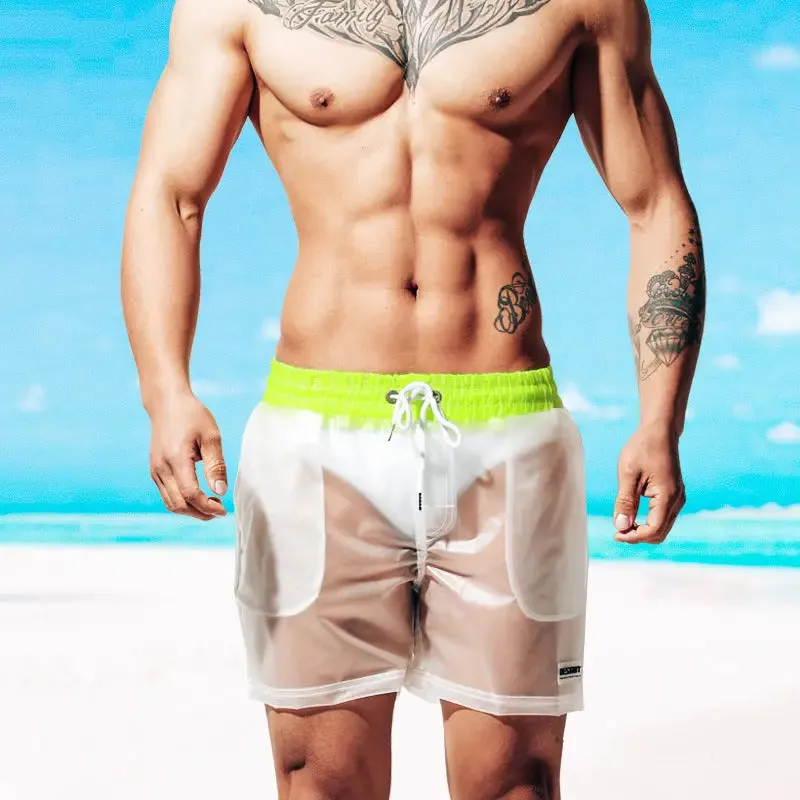 DESMIIT Sexy See Through Swim Trunks