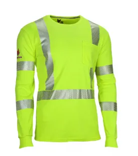 Drifire National Safety Apparel TEEY2LSPC3 Hi-Viz FR Dual Hazard Long Sleeve T-Shirt Class 3