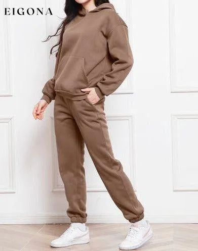 Drop Shoulder Long Sleeve Hoodie and Pants Set, 2 Piece Sweater and Pants Set