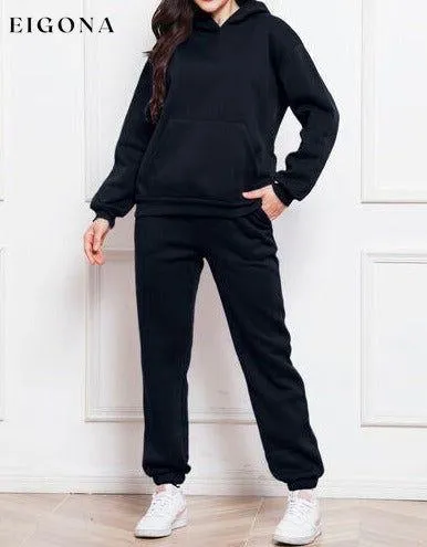 Drop Shoulder Long Sleeve Hoodie and Pants Set, 2 Piece Sweater and Pants Set