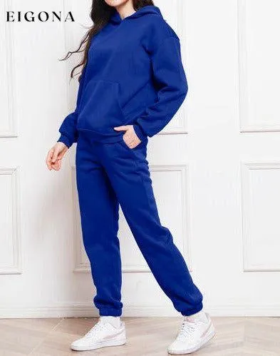 Drop Shoulder Long Sleeve Hoodie and Pants Set, 2 Piece Sweater and Pants Set