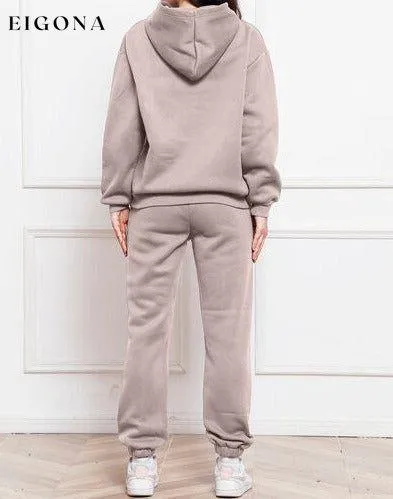 Drop Shoulder Long Sleeve Hoodie and Pants Set, 2 Piece Sweater and Pants Set