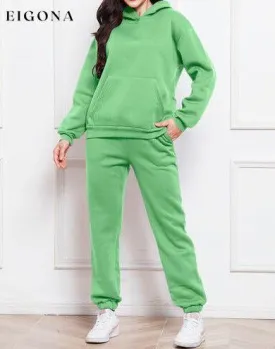 Drop Shoulder Long Sleeve Hoodie and Pants Set, 2 Piece Sweater and Pants Set