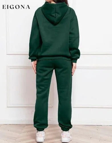 Drop Shoulder Long Sleeve Hoodie and Pants Set, 2 Piece Sweater and Pants Set
