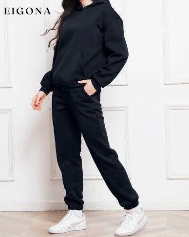Drop Shoulder Long Sleeve Hoodie and Pants Set, 2 Piece Sweater and Pants Set