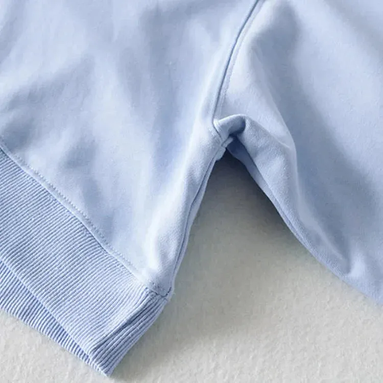 Elevate Everyday Comfort: Pure Color Round Neck Crop Sweatshirt - Your Stylish Companion in Cozy Moments! 💙👕