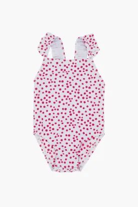 Feather 4 Arrow Seaside Ruffle Baby Girls Swimsuit - Raspberry